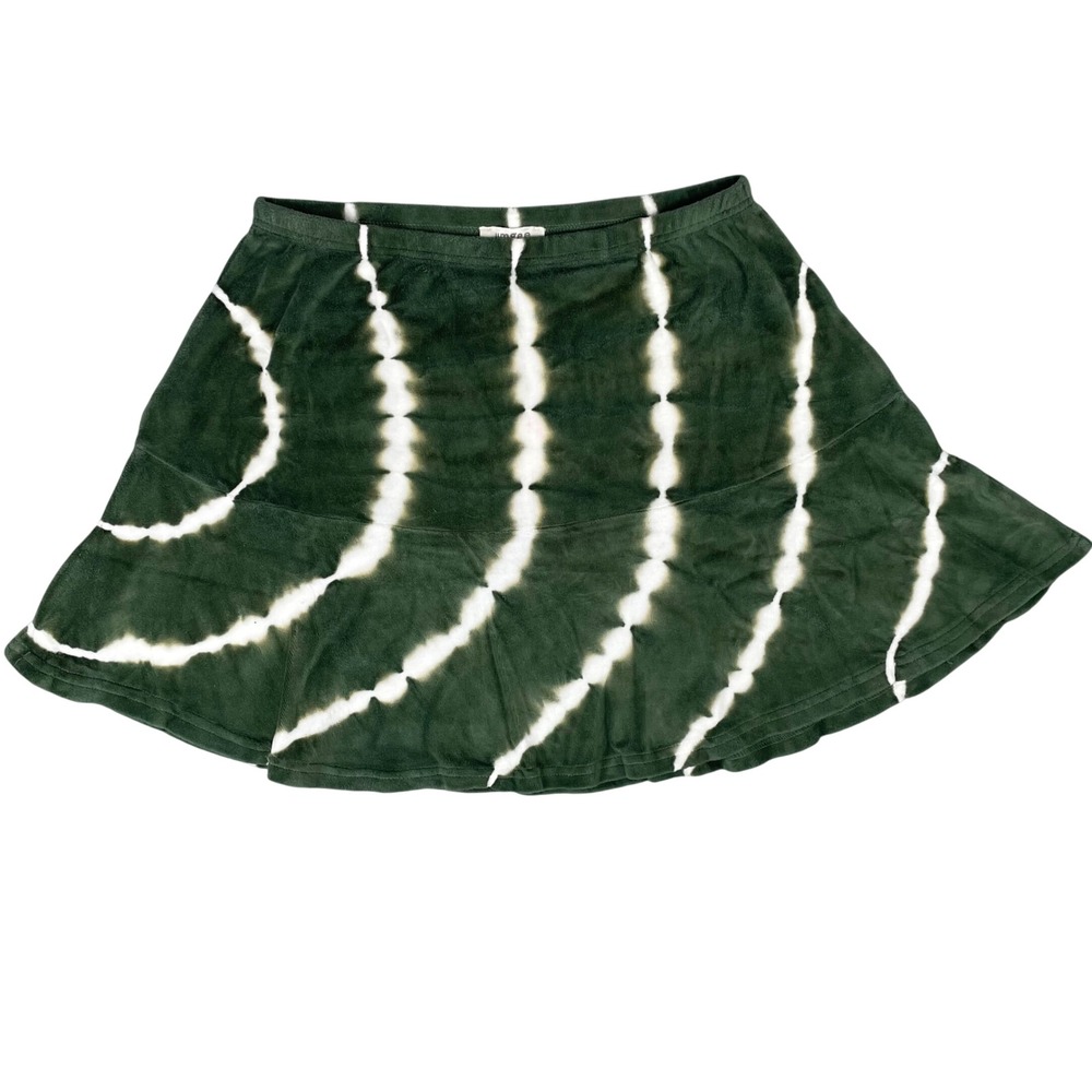 Umgee USA Green Tie Dye Velvet Mini Skirt Velour Boho Flared Size Medium NWT
